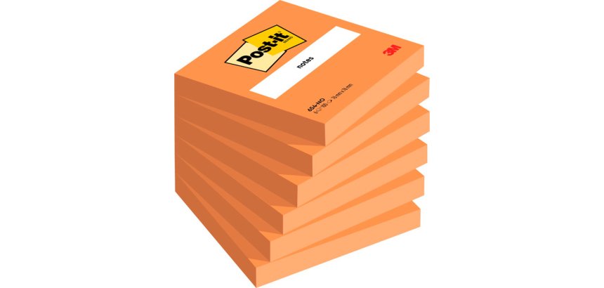 Bloc de notas adhesivas quita y pon post-it 76x76 mm naranja neon con 100 hojas