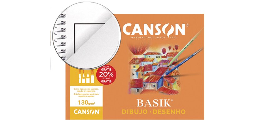 Papel dibujo basik 240x320 din a4 + 130 gr con recuadro minipack de 10 hojas