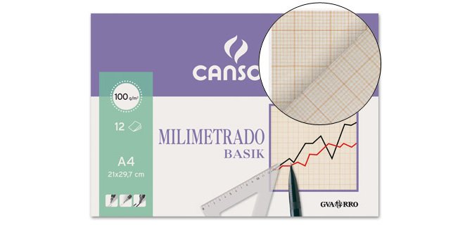 Papel milimetrado guarro 210x297 mm minipack de 12 hojas