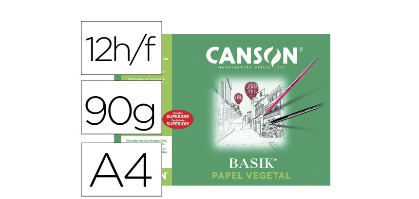 Papel vegetal guarro din a4 90-95 gr minipack de 12 hojas