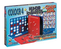 Juegos de mesa Falomir -cuatro en línea + cual es cual + hundir los barcos
