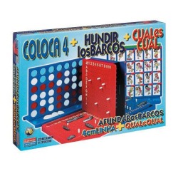 Juegos de mesa Falomir -cuatro en línea + cual es cual + hundir los barcos