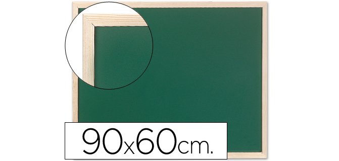 Pizarra verde q-connect marco de madera 90x60 cm sin repisa