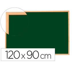 Pizarra verde q-connect marco de madera 120x90 cm sin repisa