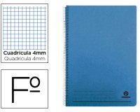 Cuaderno espiral liderpapel folio 100h cuadro 4mm tapa azul con margen 70gr