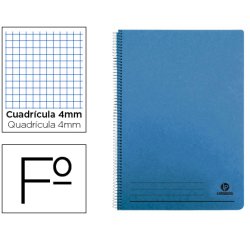 Cuaderno espiral liderpapel folio 100h cuadro 4mm tapa azul con margen 70 gr