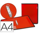 Carpeta liderpapel 2 anillas 25 mm 43030 polipropileno roja con bolsa y tarjetero con ribete negro