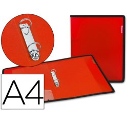 Carpeta liderpapel 2 anillas 25 mm 43030 polipropileno roja con bolsa y tarjetero con ribete negro