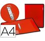 Carpeta liderpapel 2 anillas 25 mm 43030 polipropileno roja con bolsa y tarjetero con ribete negro