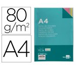 Papel color liderpapel a4 80gr 4 colores surtidos paquete de 100 hojas