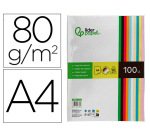Papel color liderpapel a4 80gr 10 colores surtidos paquete de 100 hojas