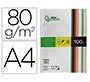 Papel color liderpapel a4 80gr 10 colores surtidos paquete de 100 hojas