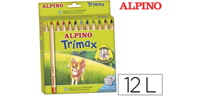 Lapices de colores alpino trimax caja de 12 colores surtidos