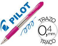 Boligrafo pilot super grip rosa retractil sujecion de caucho tinta base de aceite
