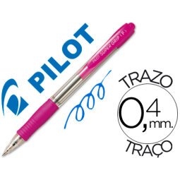 Boligrafo pilot super grip rosa retractil sujecion de caucho tinta base de aceite