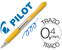 Boligrafo pilot super grip amarillo retractil sujecion de caucho tinta base de aceite