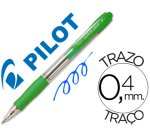 Boligrafo pilot super grip verde claro retractil sujecion de caucho tinta base de aceite