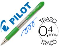 Boligrafo pilot super grip verde claro retractil sujecion de caucho tinta base de aceite