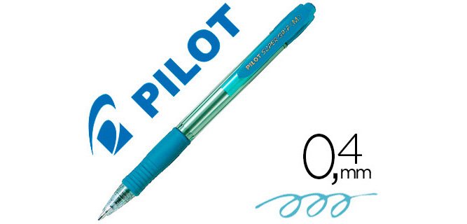 Boligrafo pilot super grip celeste retractil sujecion de caucho tinta base de aceite