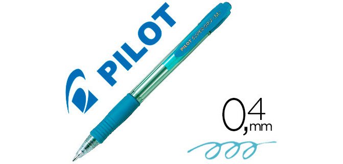 Boligrafo pilot super grip celeste retractil sujecion de caucho tinta base de aceite