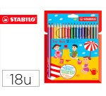 Lapices de colores stabilo trio punta gruesa caja de 18 colores escolar