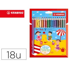 Lapices de colores stabilo trio punta gruesa caja de 18 colores