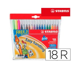 Rotulador escolar stabilo trio a-z bolsa de 18 unidades colores surtidos