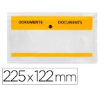 Sobre autoadhesivo q-connect portadocumentos multilingue 225x122 mm ventana totalmente transparente paquete de 100