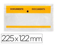 Sobre autoadhesivo q-connect portadocumentos multilingue 225x122 mm ventana totalmente transparente paquete de 100