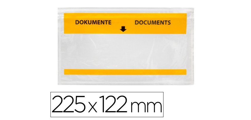 Sobre autoadhesivo q-connect portadocumentos multilingue 225x122 mm ventana totalmente transparente paquete de 100