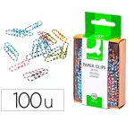 Clips colores rayados q-connect 28 mm caja de 100 unidades colores surtidos