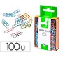 Clips colores rayados q-connect 28 mm caja de 100 unidades colores surtidos