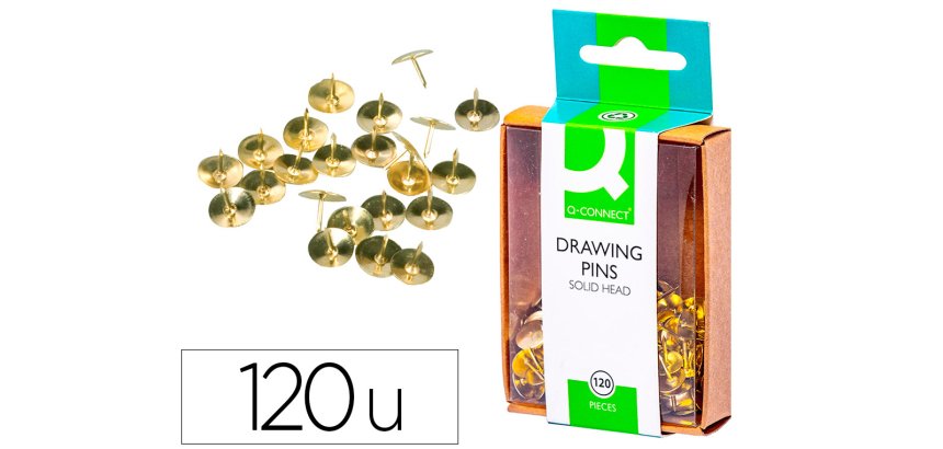 Chincheta q-connect dorada caja de 120 unidades
