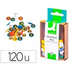 Chincheta q-connect colores surtidos caja de 120 unidades