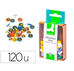Chincheta q-connect colores surtidos caja de 120 unidades