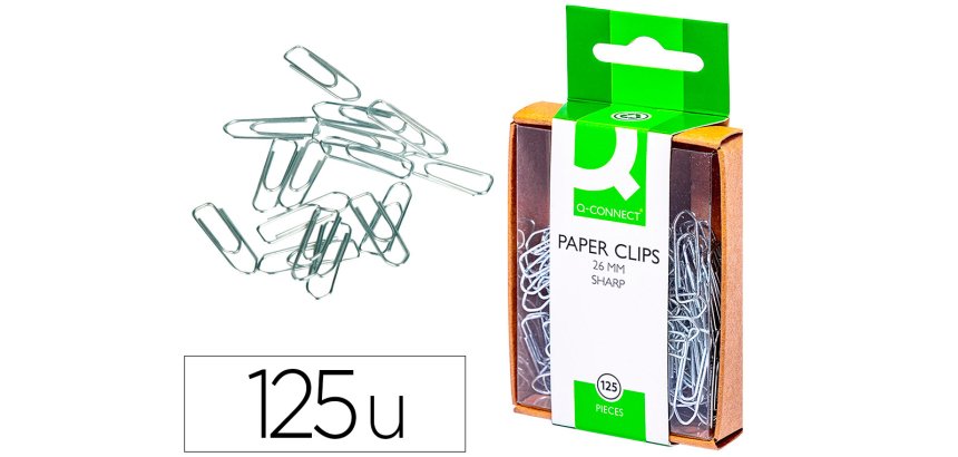 Clips niquelados q-connect 26 mm caja de 125 unidades