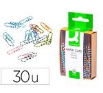 Clips colores rayados q-connect 50 mm caja de 30 unidades colores surtidos