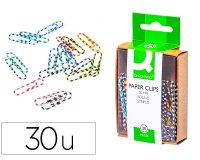 Clips colores rayados q-connect 50 mm caja de 30 unidades colores surtidos