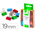 Pinza metalica q-connect reversible 19 mm caja de 6 unidades colores surtidos