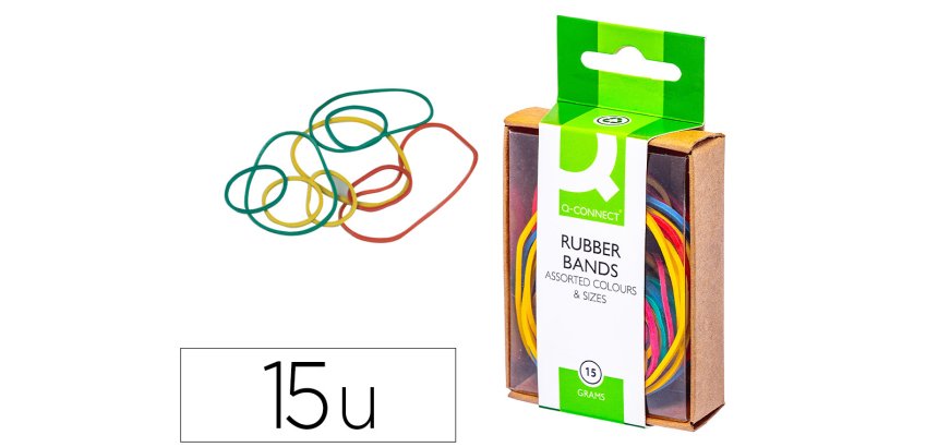 Gomillas elasticas colores q-connect caja de 15 gr