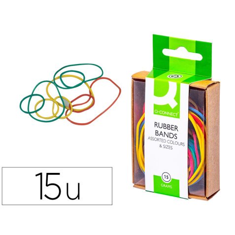 Gomillas elasticas colores q-connect caja de 15 gr