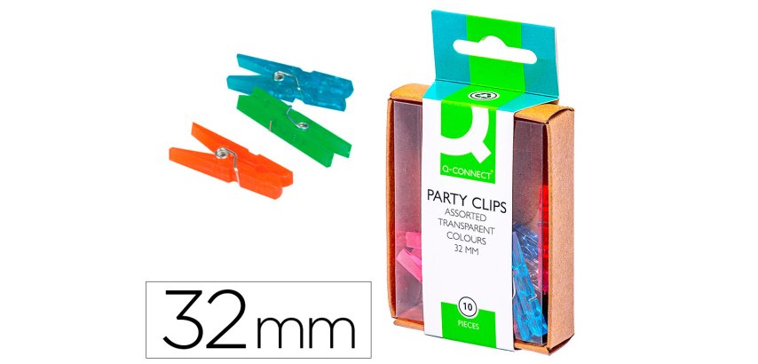 Pinza fantasia q-connect 32 mm caja de 10 unidades colores surtidos