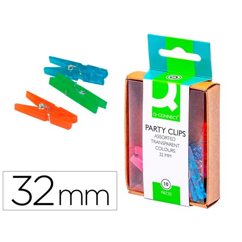 Pinza fantasia q-connect 32 mm caja de 10 unidades colores surtidos