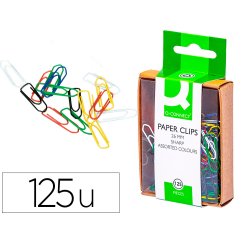 Clips colores q-connect 26 mm caja de 125 unidades colores surtidos