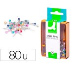 Aguja señalizadora q-connect caja de 80 unidades colores surtidos