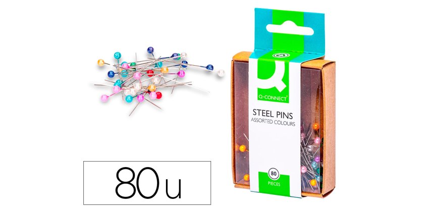Aguja señalizadora q-connect caja de 80 unidades colores surtidos