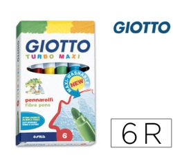 Rotulador giotto turbo maxi caja de 6 colores lavables con punta bloqueada
