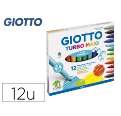 Rotulador giotto turbo maxi caja de 12 colores lavables con punta bloqueada