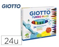Rotulador giotto turbo maxi caja de 24 colores lavables con punta bloqueada