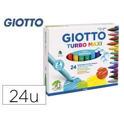 Rotulador giotto turbo maxi caja de 24 colores lavables con punta bloqueada